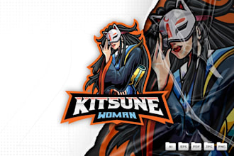 design creative esport mascot kitsune logo
