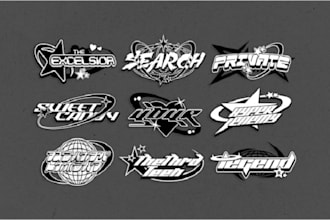 design a simple exclusive logo for your streetwear brand y2k chrome style type