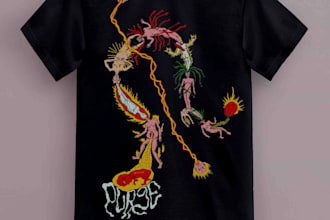 design an edgy tshirt and merchandise with custom illustration