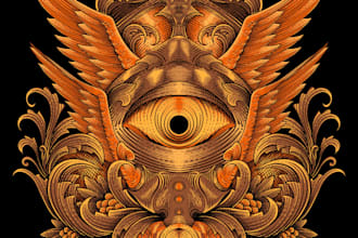 make dark art ilustration with hangrafing style