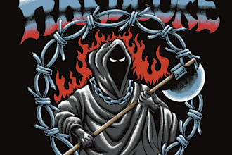 draw illustration hardcore punk for band and brand