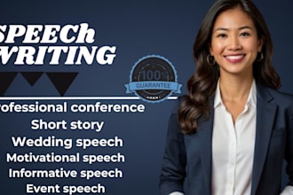 write professional conference speech business speech wedding speech, short story