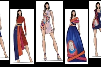 do a fashion illustration, sketch, portrait
