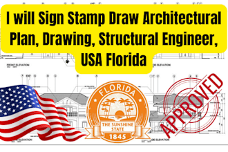 sign stamp draw architectural plan, drawing, structural engineer, USA florida