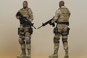model low poly 3d characters or objects with textures
