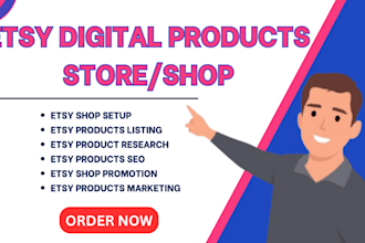 setup etsy digital products shop  etsy digital products etsy store promotion