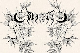 design a floral tattoo for you metal logo