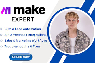 build make scenario, make com expert, made com tutor, make come debug and fix