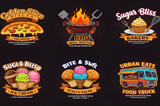 design restaurant, food truck, BBQ, pizza, fast food and catering logo