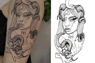do a vector style tattoo stencil