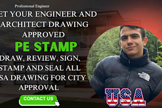 do licensed architect stamp for all usa plan drawing for city permit, sign, seal