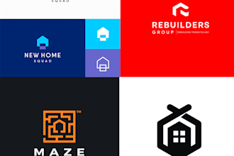 do unique intelligent construction real estate logo design