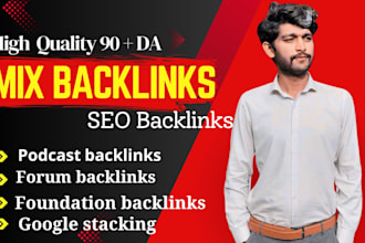 provide 90 da high authority podcast profile forum mix backlinks building