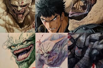 make manga page custom dark berserk style art in high quality