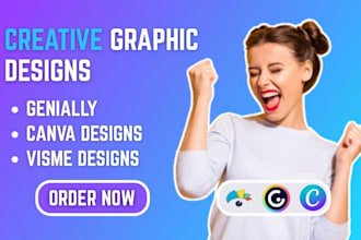 design anything on canva visme genially resume brochure infographics in 24hrs
