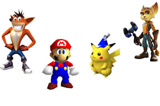 create n64 ps1 ps2 psx low poly model y2k character