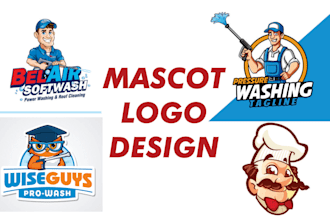 design pressure washing mascot logo, cartoon business identity