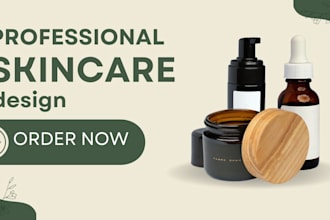 create minimalistic skincare labels, cosmetics packaging design, cosmetic label