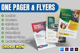 design one pager, business flyers, sales sheet, sell sheet, leaflet, one sheet