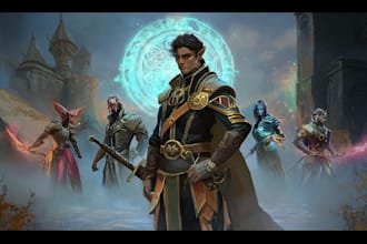 make a d and d character art, dnd art and dnd party
