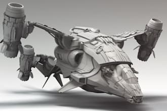 create 3d hard surface model, 3d spaceship model, vehicles, 3d mech, scifi model