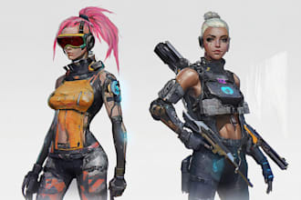 draw fantasy, sci fi, cyberpunk character art digital illustration for you