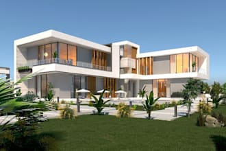 villa interior, house exterior design, cgi architect render, walkthrough, revit