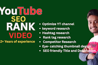 be your youtube channel create video SEO expert and manager