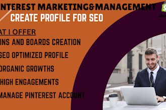 create and manage pinterest, optimize boards, pins and profile for SEO