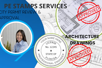 do USA architectural permit drawings, pe stamp review for permit approval in USA