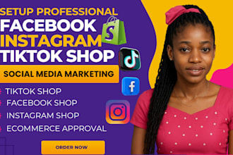 setup and optimize tiktok shop, fix facebook and instagram meta shop