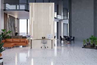 redesign 3d modern interior design, office ,cgi hotel lobby receiption rendering