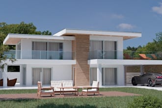 optimize 3dexterior house rendering modern villa,front facade,skp render 3ds max