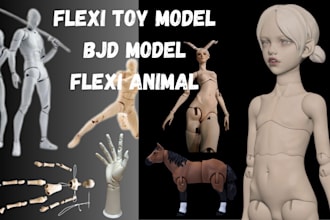 flexi toy model, 3d flexi animals, dragon, bjd model, toy design for 3d printing