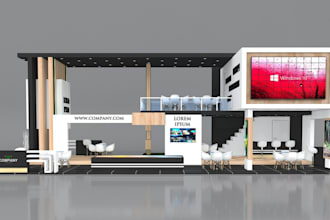 3d trade booth, exhibition stand, stall, both, kiosk and posm booth