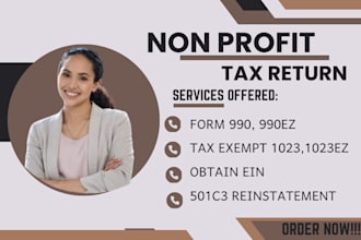 prepare and file nonprofit tax, form 990 ,990ez 1023ez, 501c3 non profit tax