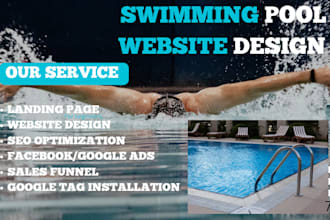 design wordpress swimming pool website, landscape, front yard website design