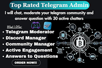 do crypto project moderator telegram community manager discord admin with chat