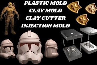 print ready mold design, silicone plastic mold, printable clay cutter, mold box