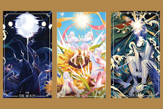 design playing card game tarot cards deck oracle cards, illustrate dnd character