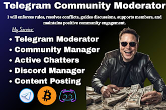 crypto telegram community manager create stickers discord moderator tg chatters