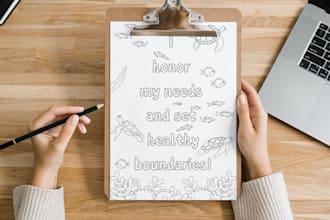 draw custom positive affirmation coloring pages with commercial license