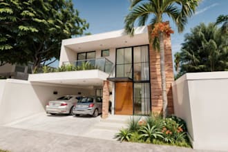 alter house structure, villa, garage,balcony terrace,facade elevation,pool patio