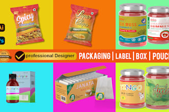 design a unique food product packaging, label, and box design
