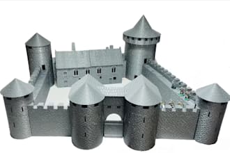 3d castle medieval, tabletop gaming, stl model 3d terrain,old warhammer 3d print