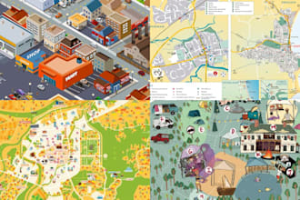 vector map fantasy map festival map illustration tourist map event map site map