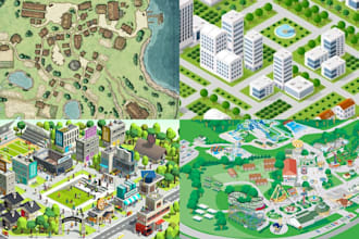 fantasy map illustration vector map 3d isometric map farm map festival map