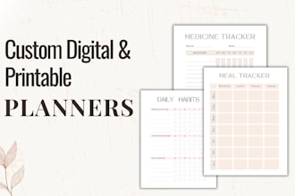design printables, custom planners and calendars on canva