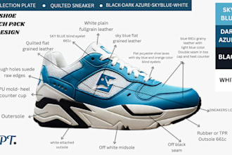 design shoe tech pack custom sneakers design footwear design for manufacturing