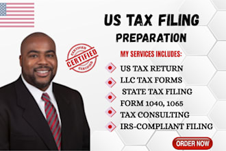 prepare and efile US tax returns, US tax filing, llc tax form 1040, 1120, 1065